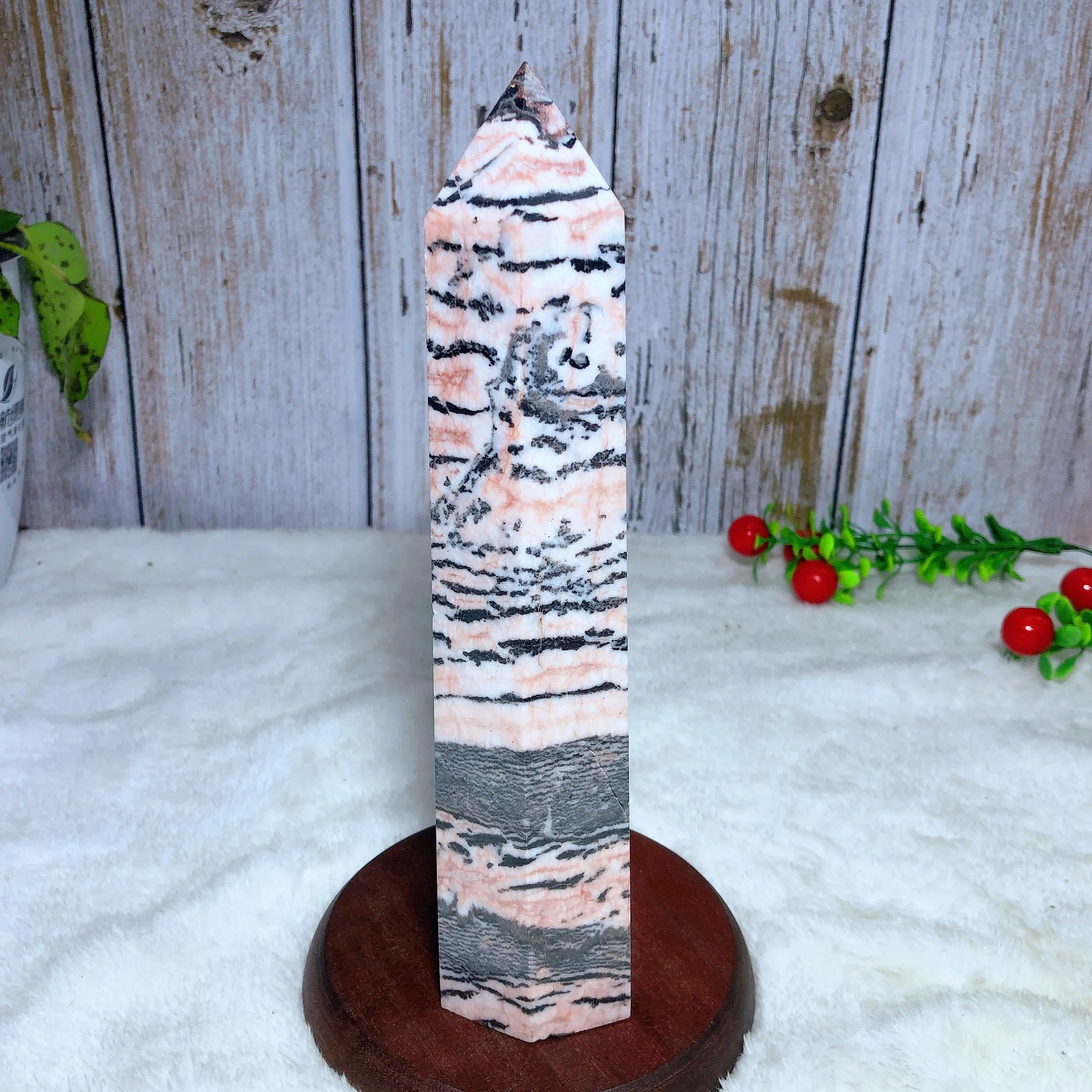 Natural Crystals Pink Zebra Tower Bounding Healing High Quality Home Decorations Polished Mineral Energy Gift