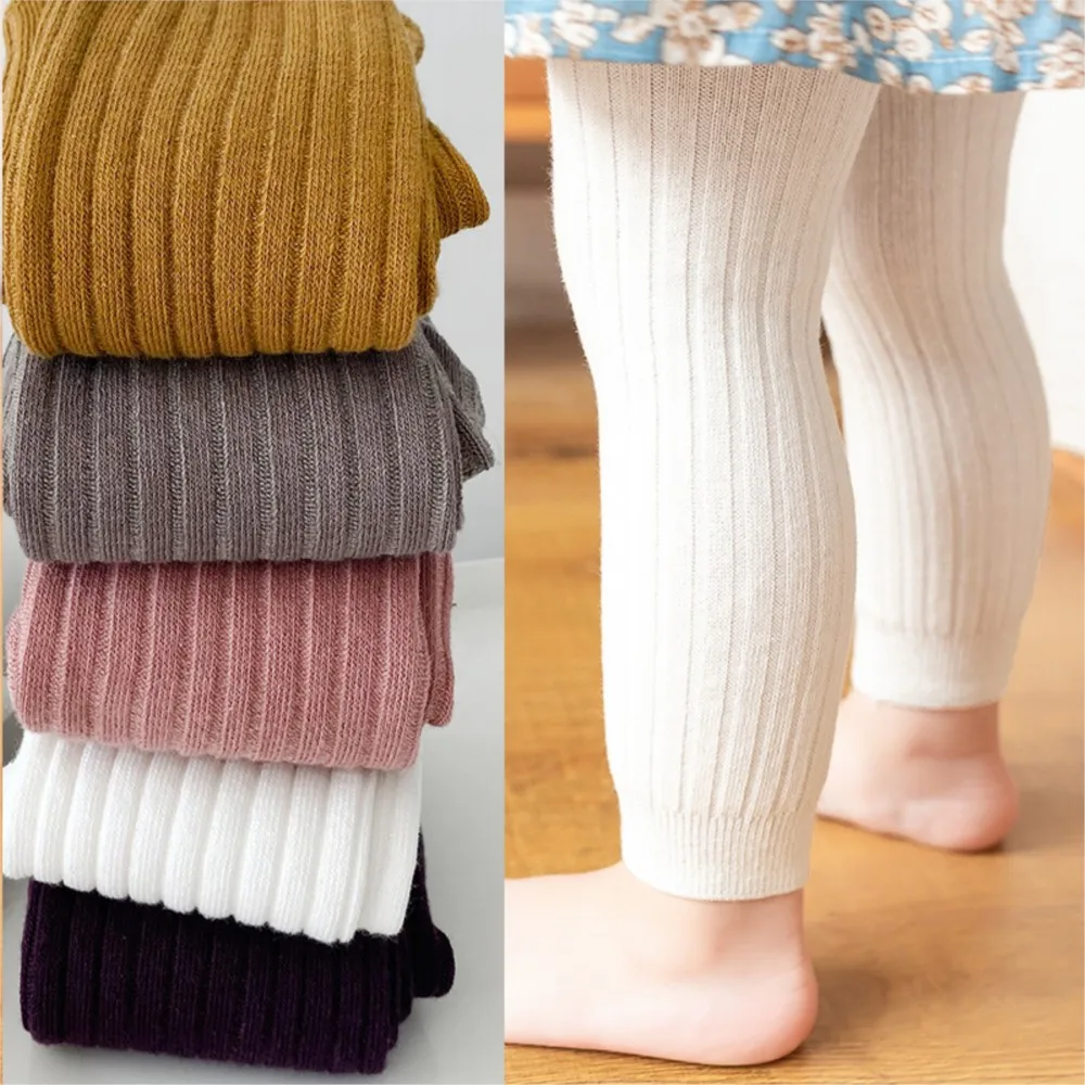 

Baby girls spring and autumn new elastic pantyhose children wear casual trousers nine points leggings