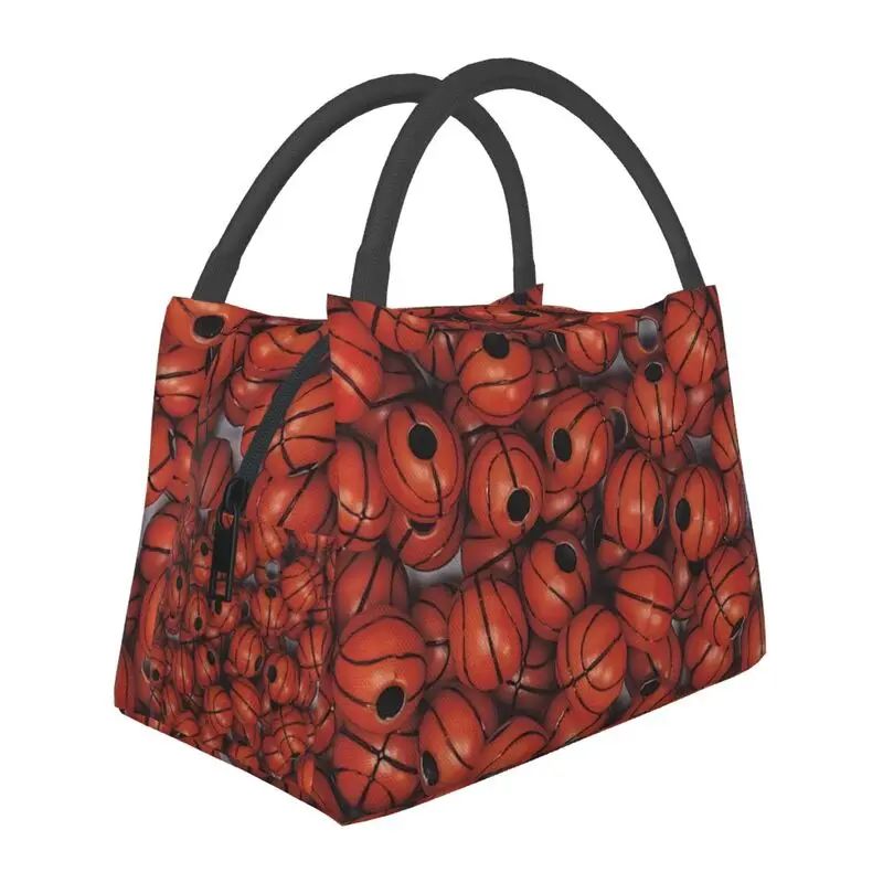 

Custom Basketball Balls Pattern Lunch Bags Men Women Thermal Cooler Insulated Lunch Box for Office Travel