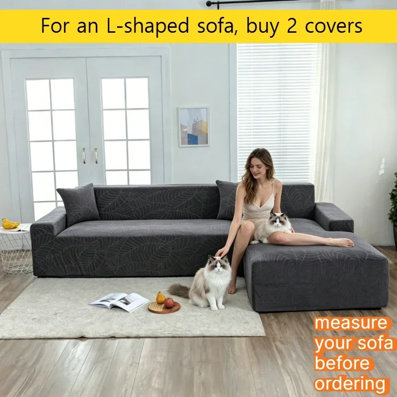 1/2/3/4 Seater Stretch Jacquard Sofa Cover,  Non-Slip Water-repellent Stretch Slipcover with Armrests, Washable & Pet-Friendly