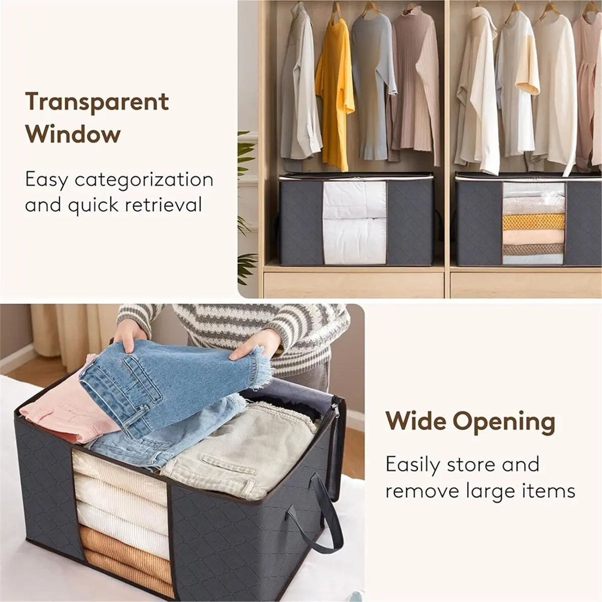 828 Mega Sale 3-Pack 90L Quilt Organizer Bags, Thickened Non-Woven Cotton Quilt Storage Bags, Large Size Clothing Dust Bags