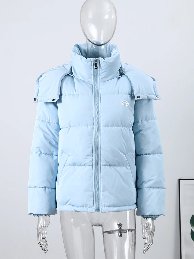 Women's Winter Jacket Coat Hooded Colorful Cute Full Sleeve Warm Zip Up Coats 2026 Fashion Girl's High Street Outwear Outfit