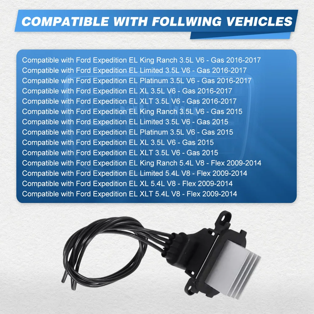 HVAC Heater Fan A/C Blower Motor Resistor Connector Plug for Ford Expedition F-150 Lincoln Navigator 2009-2017 BL3Z19E624A