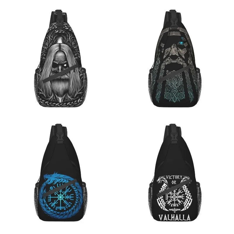 Odin With Ravens Vikings Sling Chest Crossbody Bag Men Cool Norse Mythology Viking Valhalla Shoulder Backpack for Travel Cycling