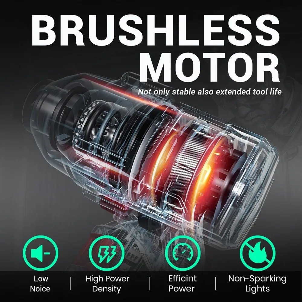 Obeng Impack Tanpa Kabel 20V dengan Baterai 4.0Ah, Hog Ring 1/2 Inci, Torsi 235 Ft-lbs, Perkakas Listrik 4-Mode untuk Otomotif dan DIY