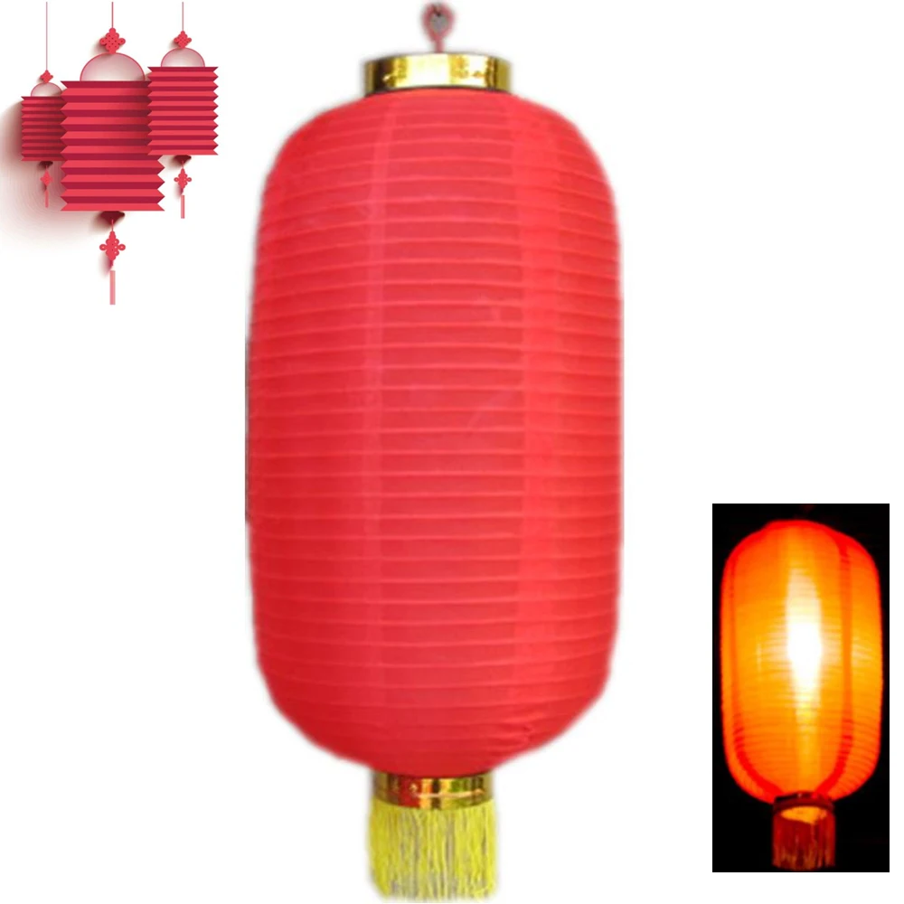 

1pc Red Long Chinese Lantern New Year Cylinder Chinese Lantern Festival Decoration Adorn Chinese Hotel Home Party Decoration