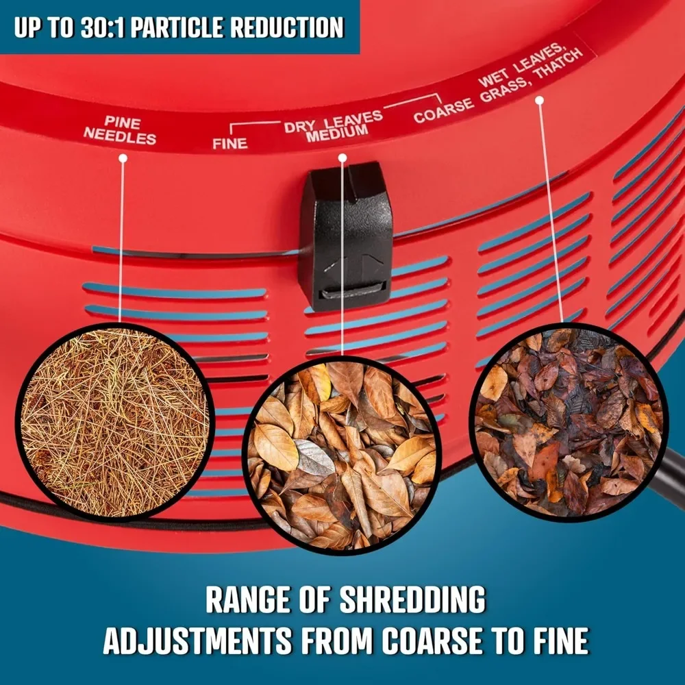 Portable Garden Grinder & Chipper for Wet/Dry Leaves, Grass & Pine Needles,Upto 30:1 Mulch Ratio, Adjustable Coarseness