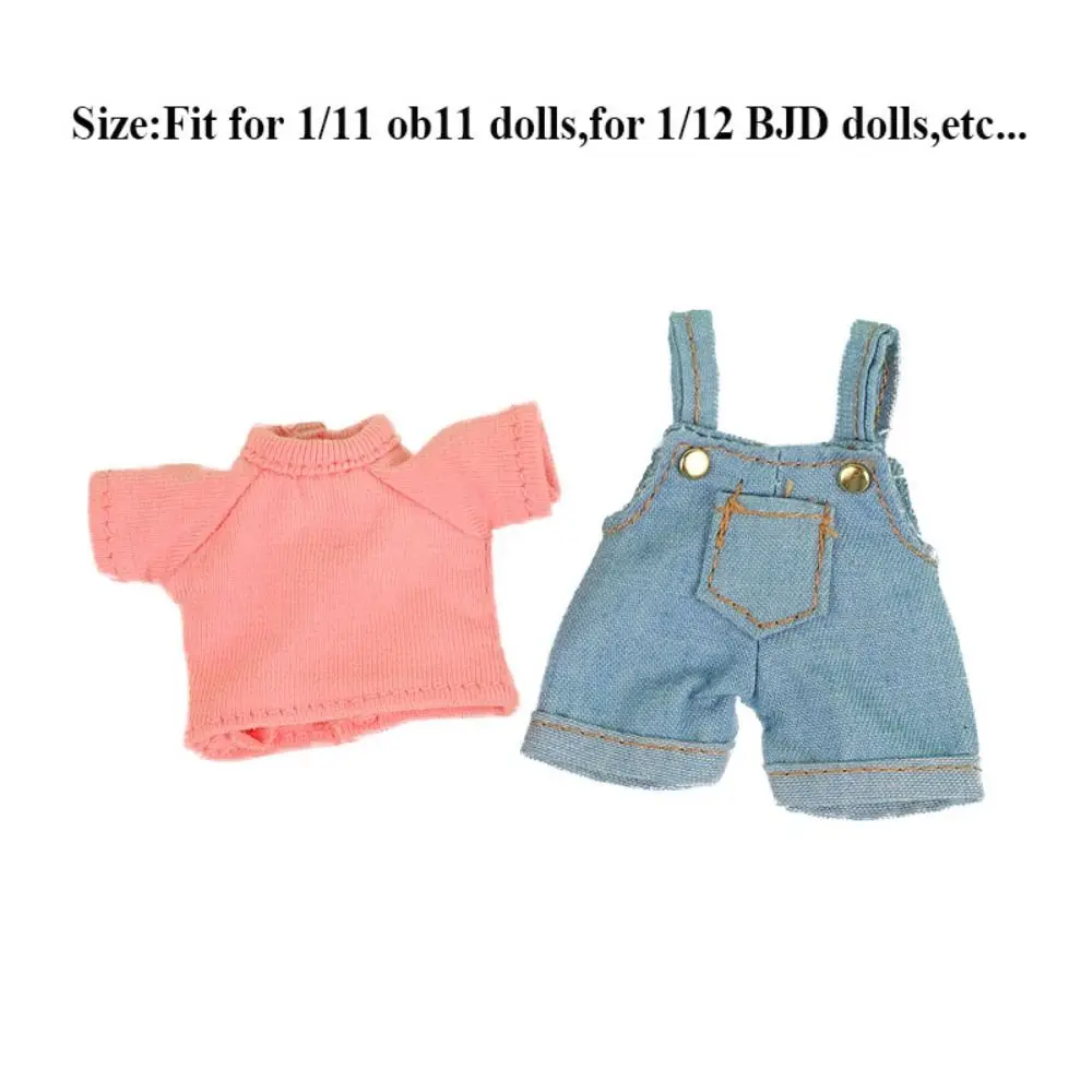 Hochwertige handgemachte Puppe T-Shirt Overalls DIY süße Puppen Hosen Mode DIY Puppenkleidung für 1/11 OB11 Puppen/für 1/12 BJD Puppen