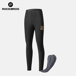 ROCKBROS Warm Cycling Pants Outdoor Windproof Tights Leggings Fleece Winter Breathable Shock Absorp Bike Long Pants with Pockets