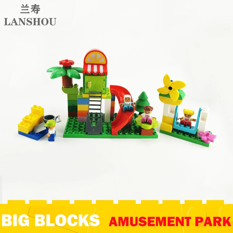 Big Size Building Blocks Toys Playground Slide Park Windmill Swing Bricks Parts Construction Accessories Compatible Large Bricks