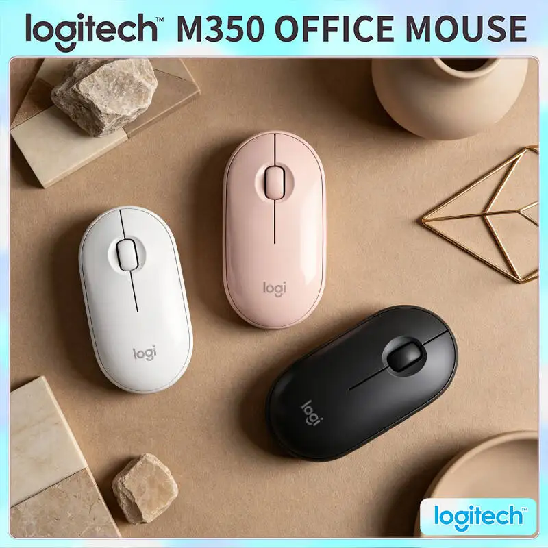 Ratón Ergonómico Logitech M350 Pebble - Soporte Cómodo para la Palma, Funcionamiento Silencioso, Ligero (77g), Batería de 18 Meses, Esencial para Tareas Diarias