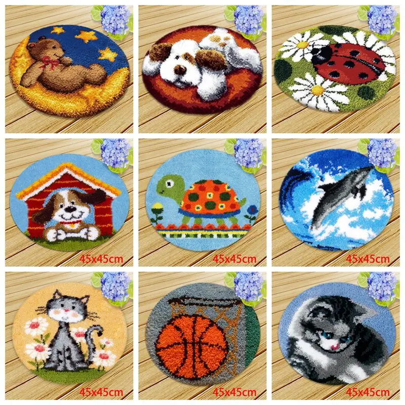 Cartoon Animals Series Latch Hook Carpet Kits Segment Embroidery Materials Package Coarse Wool Carpet Cross Stitch Knooppakket