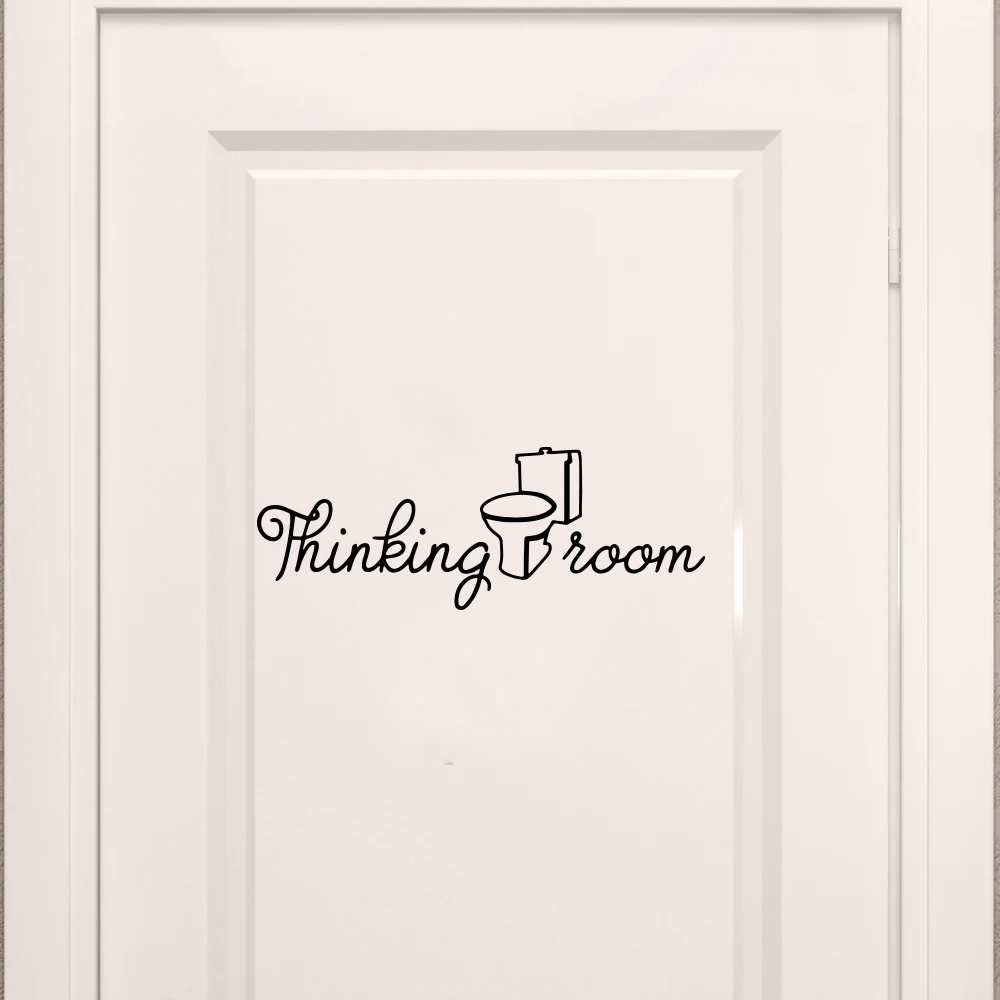 ตลกคิดห้องประตูห้องน้ําสติ๊กเกอร์ติดผนังรูปลอก WC ห้องน้ํา Cafe Office Shop ไวนิลกันน้ํา Decor