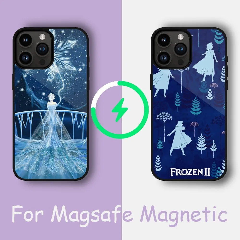 

MINISO DISNEY Frozen Phone Case For iPhone 15 14 13 12 11 Pro Max Plus Phone Magnetic for Macsafe Cases Cover