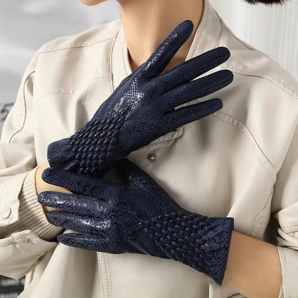 Anti-slip Women Gloves Women Cycling Gloves Women's Winter Cycling Gloves with Snakeskin Design Touchscreen for Cold