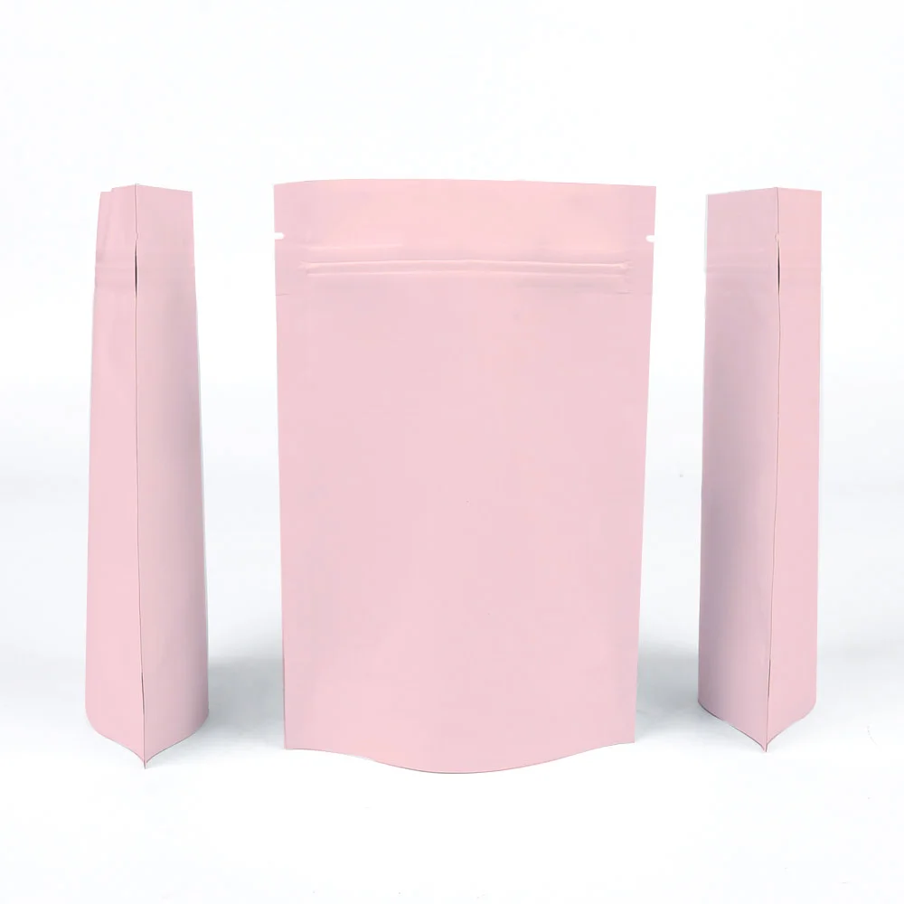 100PCS Matte Baby Pink Ziplock Aluminum Foil Mylar Pouch   Heat-Sealable Reclosable Food Stroage Stand Up Zipper Bag