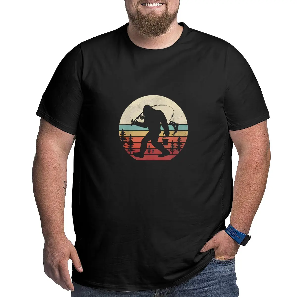 

Bigfoot Cotton Graphic T Shirts Big Size Men's T-shirt for Big and Tall Man Short Sleeve Top Loose Clothes Tees 1X-6X