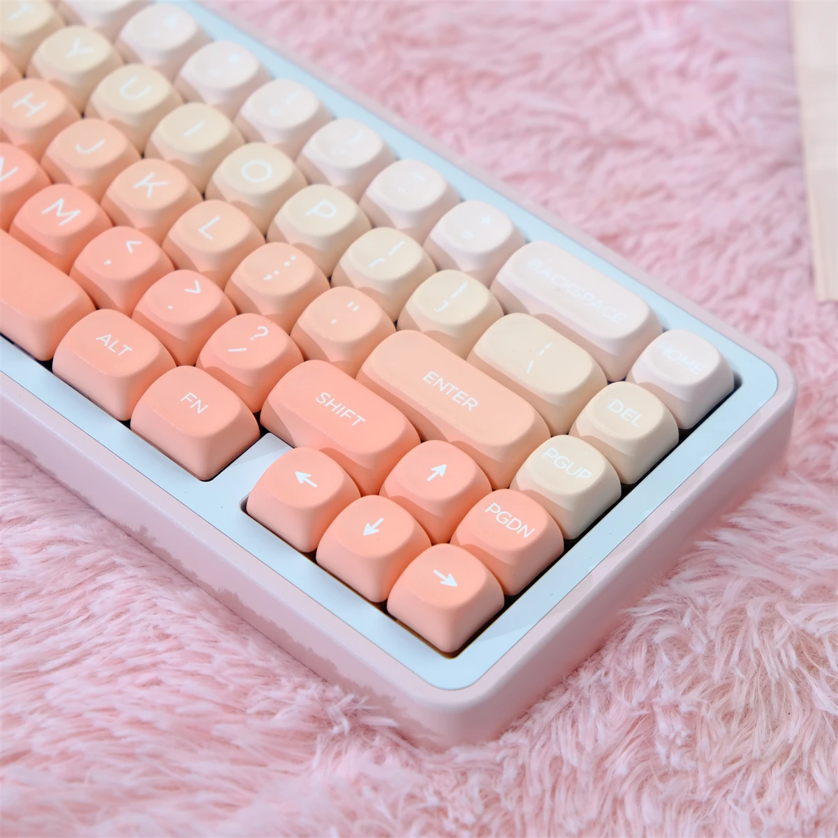 Cor gradiente rosa rouge 126 teclas pbt teclas de sublimação de cinco lados perfil moa para teclado mecânico mx switch