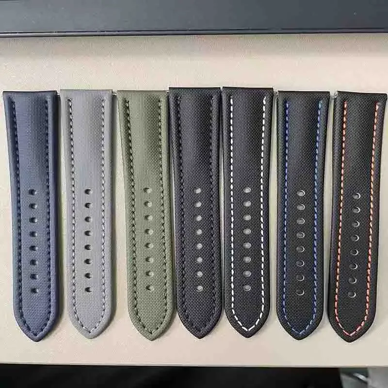 Nuevo estilo Correa de reloj de tela de vela Correa de reloj de cuero genuino de liberación rápida de nailon 20 mm 22 mm Apple Blancpain