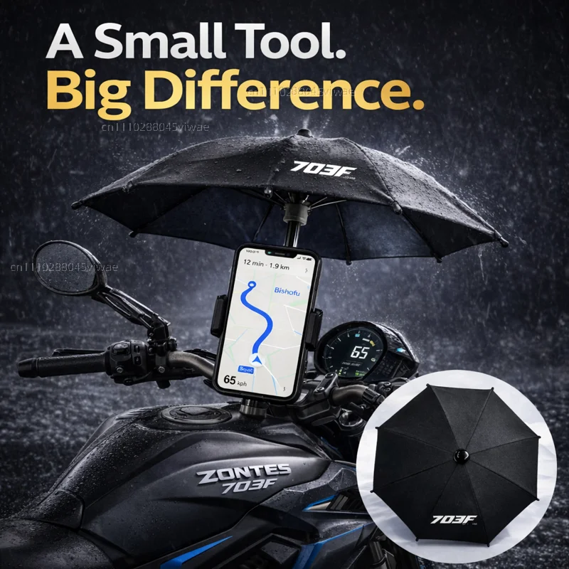 

For Zontes 703F Motorcycle Phone Umbrella Holder Waterproof Sunshade Anti Glare Rainproof Handlebar GPS Mount