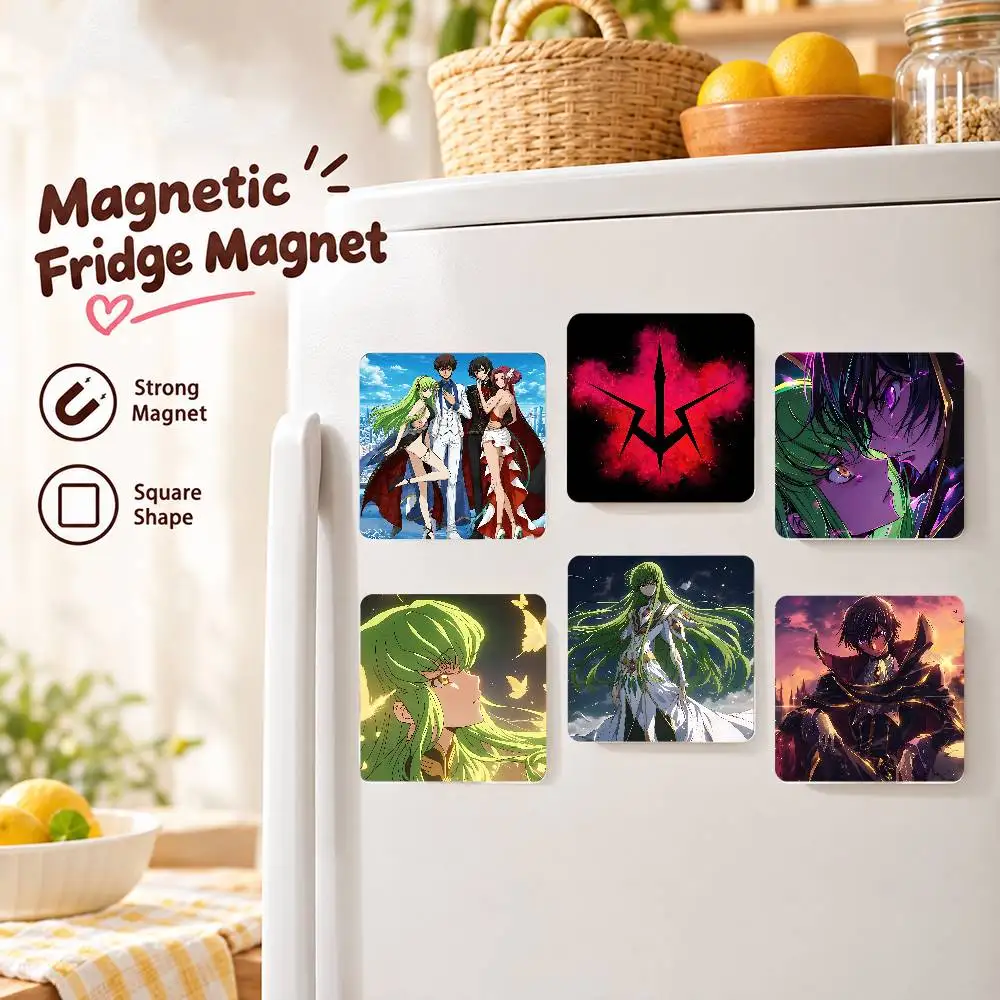 FOR Code Geass Lelouch Acrylic Refrigerator Magnets Square Sticker Kitchen Office Decor Creative Birthday Craft Gift