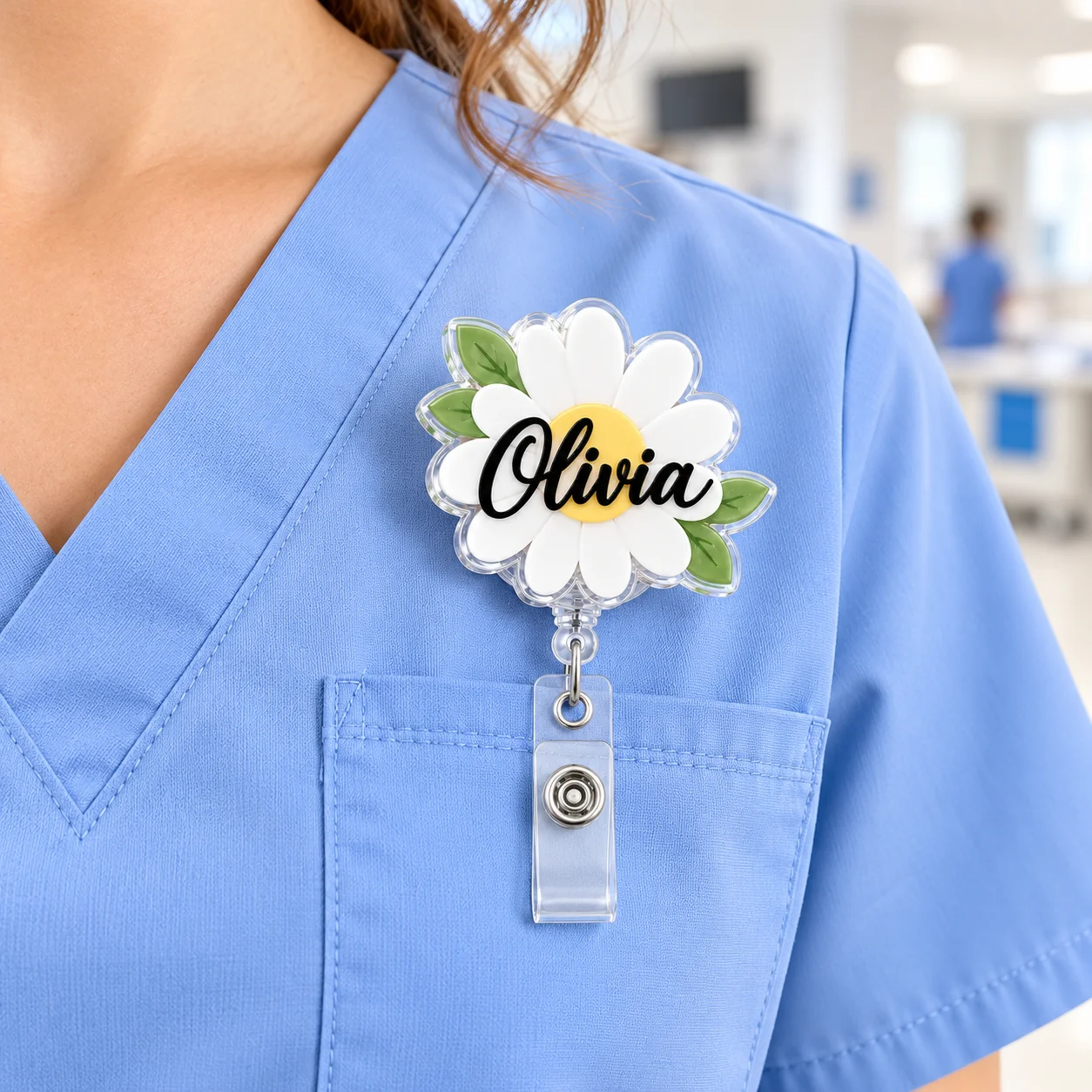 Best Match   1pc Personalized Nurse Badge Reel Custom Name Daisy Flower Acrylic Retractable ID Badge Holder Clip for Teachers Me