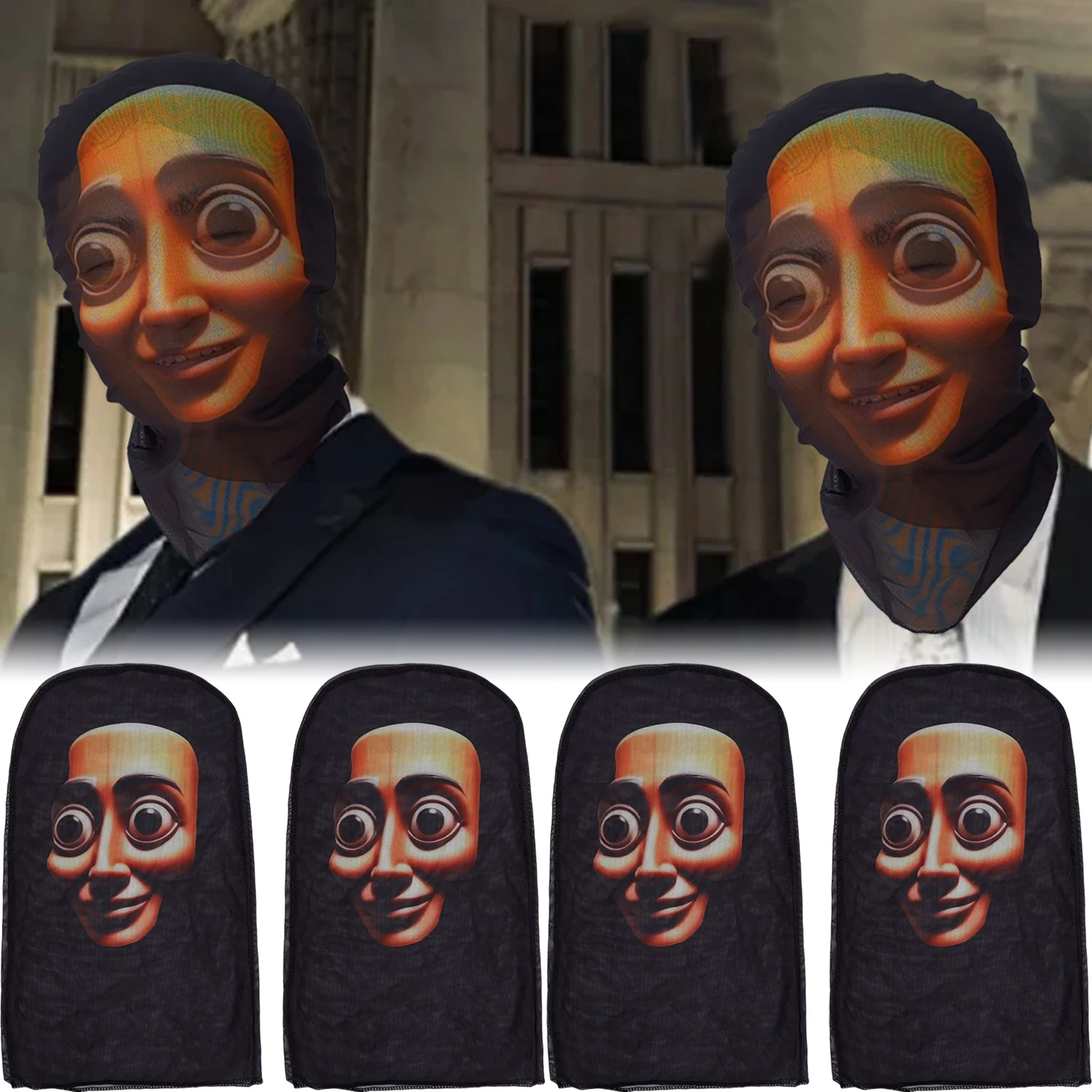 Tung Tung Tung Sahur Riding Mask Funny Breathable Mesh Fabric Mask 3D Mask Cosplay Italian Brainrot Anime Action