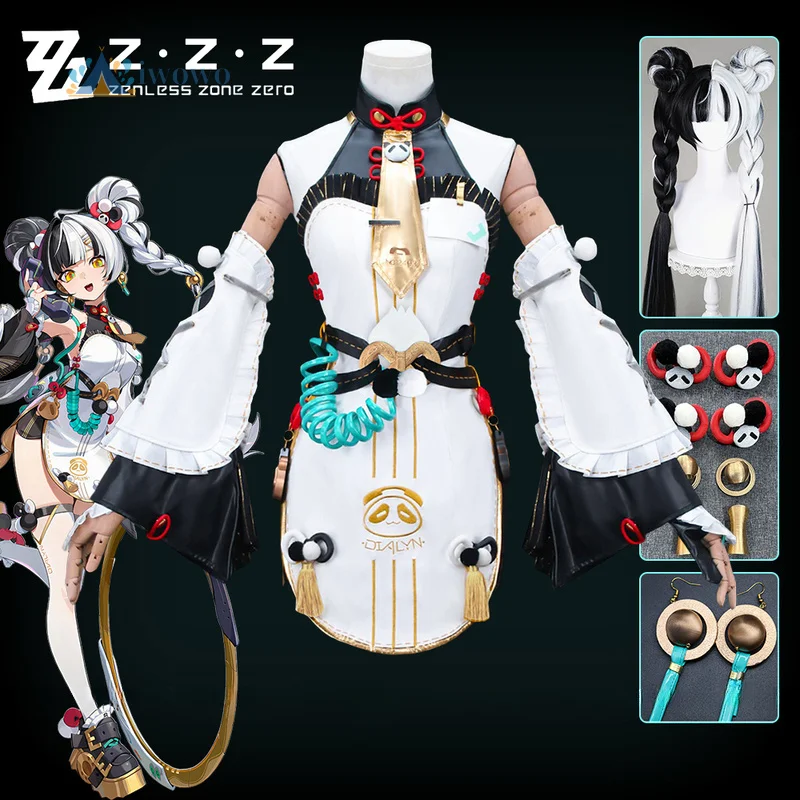 

Zenless Zone Zero Dialyn Cosplay Costume Wig Dress Headwear Earrings Socks Props Christmas Carnival For Women Girls Men Full Set