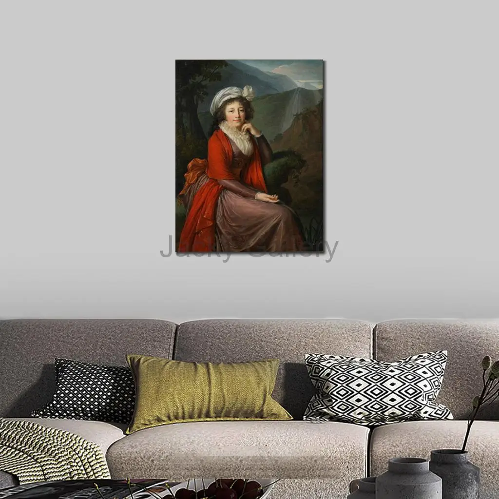 Comtesse Maria Bucquoi Hand Painted Elisabeth Vigée Le Brun Portrait Oil Painting French Canvas Art for Office Study Wall Decor