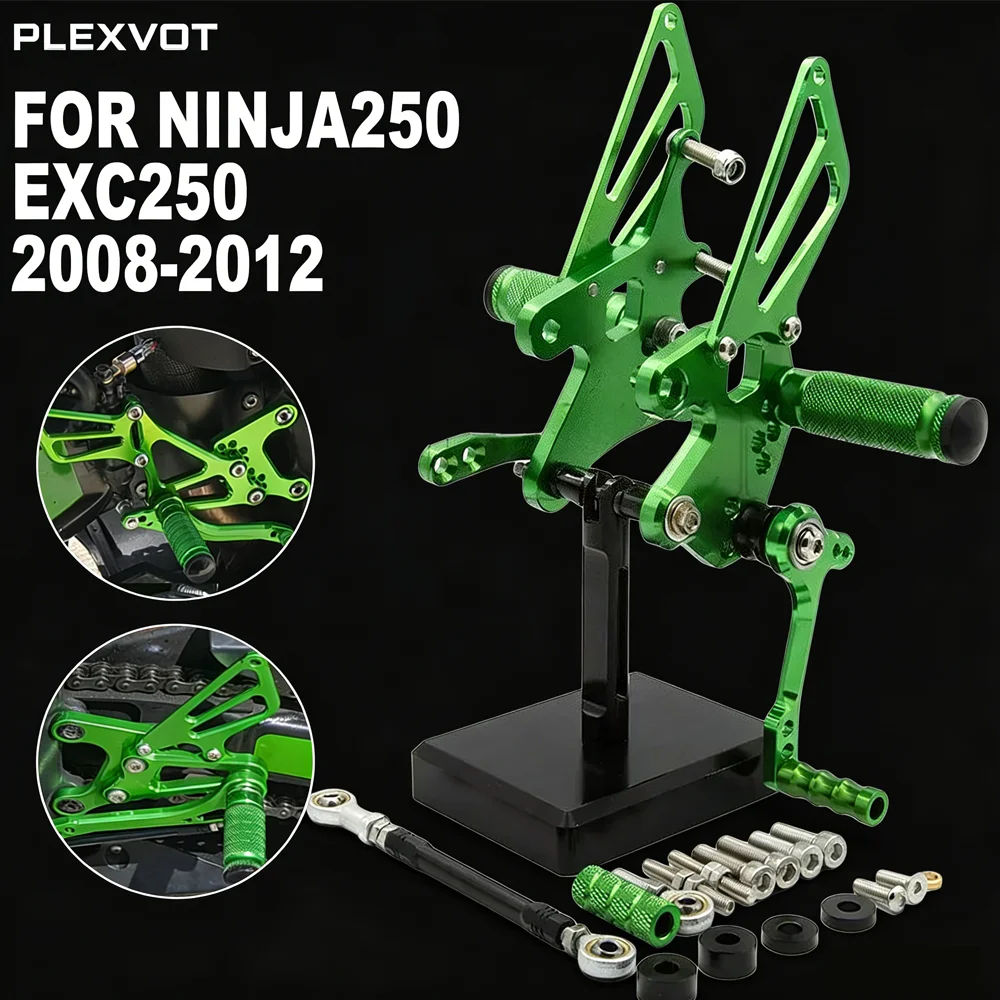 

For Kawasaki Ninja 250 250R Ninja250 EXC250 2008 2009 2010 2011 2012 CNC Adjustable Rearset Motorcycle Footpeg Footrest Rear Set