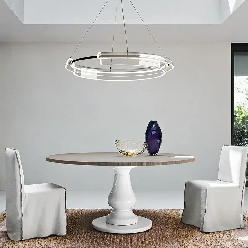 Nordic room, stylish dining room, living room, circular chandelier Modern minimalist bedroom light luxury hall chandelier