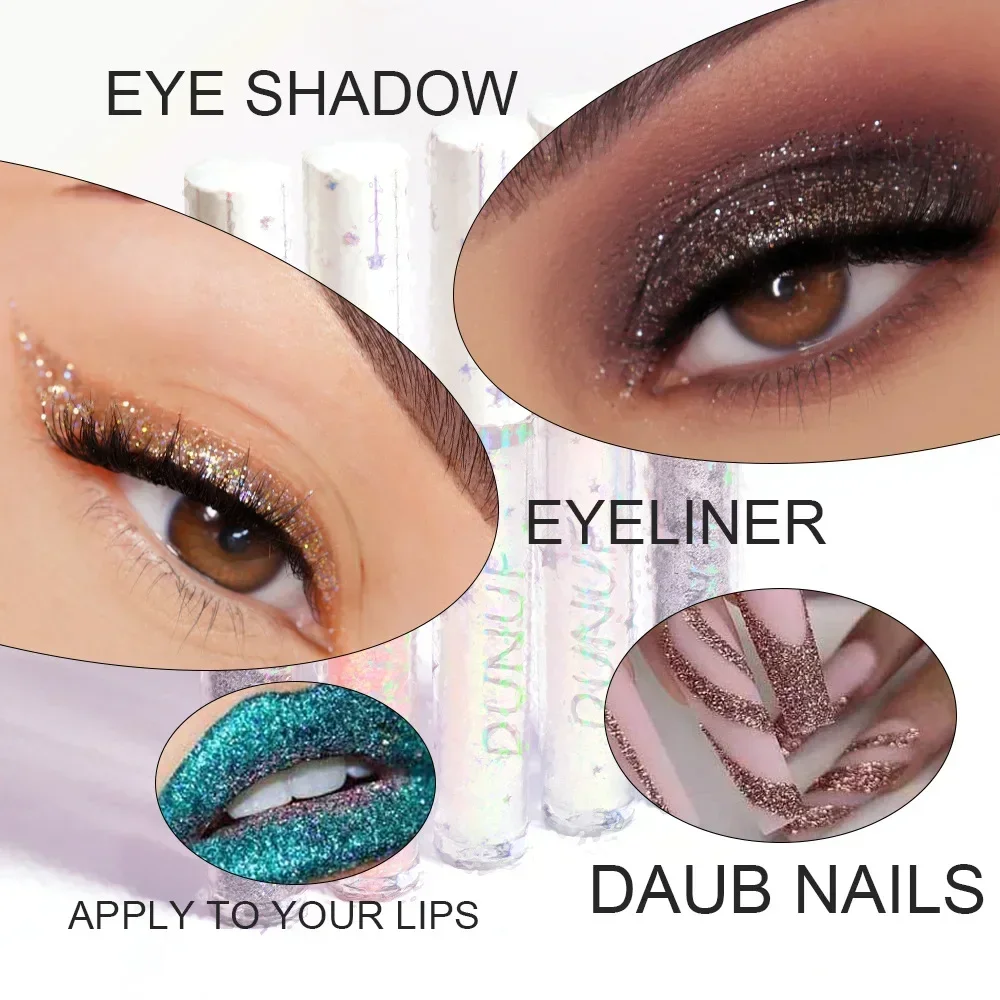 DUNU Shiny Liquid Eyeliner Pen Black Glitter Pigment Eye Liner Ultra-fine Quick-dry Waterproof Non-smudge Eyes Makeup Cosmetics