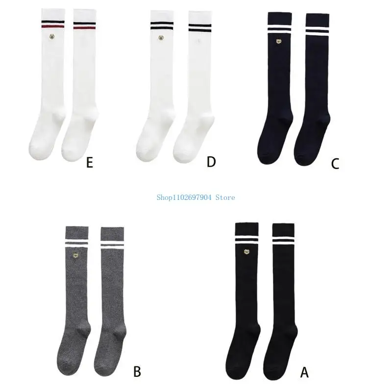 N7YF لوليتا مخطط بلون الجوارب النساء JK نمط الهدايا الفتيات الفخذ العليا جوارب طويلة لطيف فوق جوارب طويلة #1