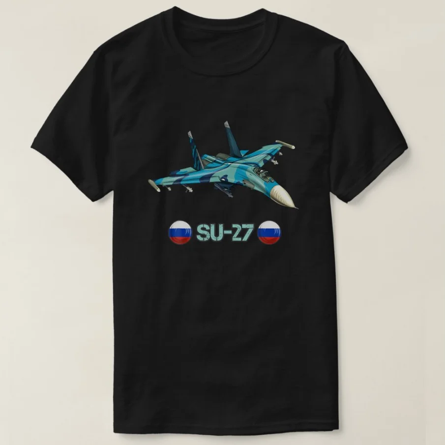 Russian Cold-War Sukhoi SU-27 Jet Airplane Men T-Shirt Short Sleeve Casual 100% Cotton O-Neck Summer Shirt