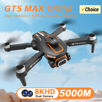 New GT5 Mini Drone 8K HD Double Camera Brushless Motor Obstacle Avoidance Aerial Photoflow Professional Foldable Rc Quadcopter