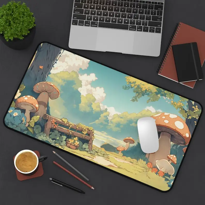 

Kawaii Pastoral Style Table Mats, Cute Mushroom Mouse Pad, Exquisite Anime Table Mat, Game Keyboard Mat, Cute Desktop Decoration