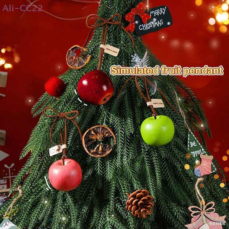 {CC22} محاكاة زخرفة فاكهة التفاح لشجرة عيد الميلاد قلادة هدية المنزل عيد الميلاد حزب الديكور الملحقات