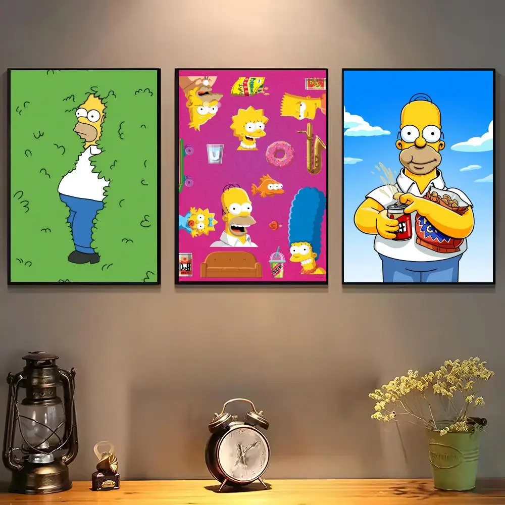Funny Simpson Poster For Self-adhesive Art Waterproof Paper Sticker Coffee House Bar Room Wall Decor