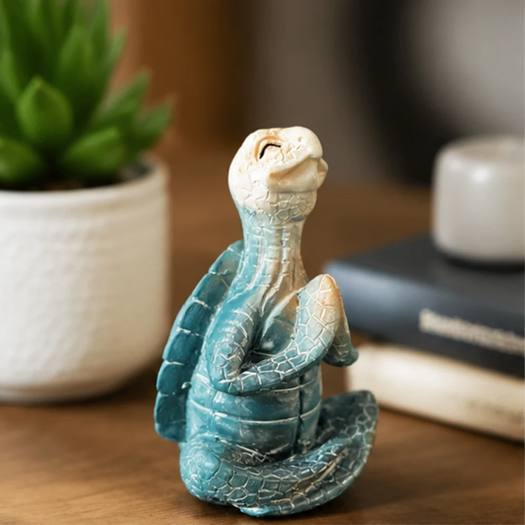 Zen Turtle Statue Resin Figurine Meditation Yoga Decor Animal Sculpture Home Office Desk Decoration Gift