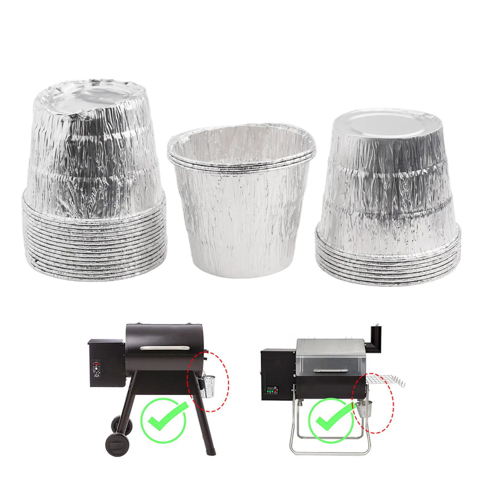 

For Traeger Pro Series 575 Drum Liner Bucket Liner Outdoor Barbecue Cooking 4.9 Inches Top Diameter Disposable Tin Foil