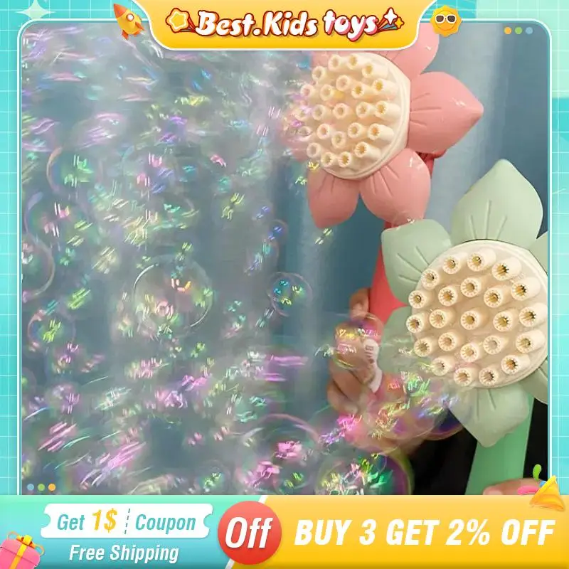 

23 Holes Sunflower Handheld Bubble Machine Soap Automatic Bubble Gun Kids Toys Outdoor Wedding Party Games Toys Childern Gift