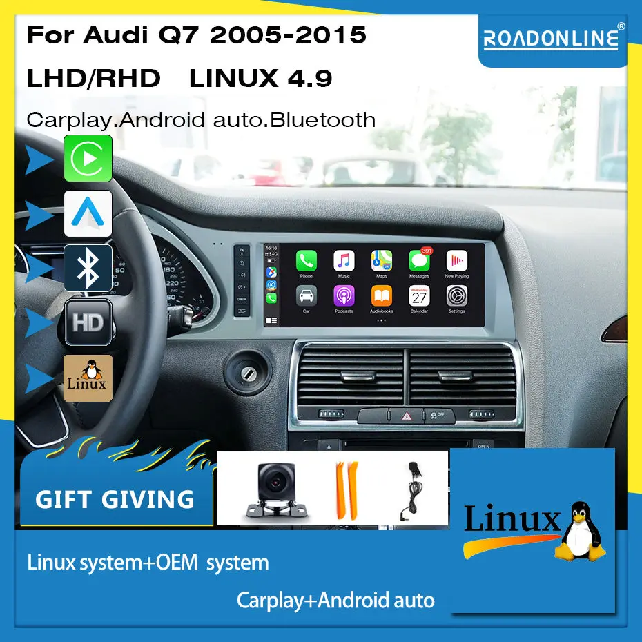 COHO LINUX System 1920*720 Auto-Multimedia-Radio-Player für Audi Q7 2005-2015 Schwarz Silber Carplay Android Auto OEM-System
