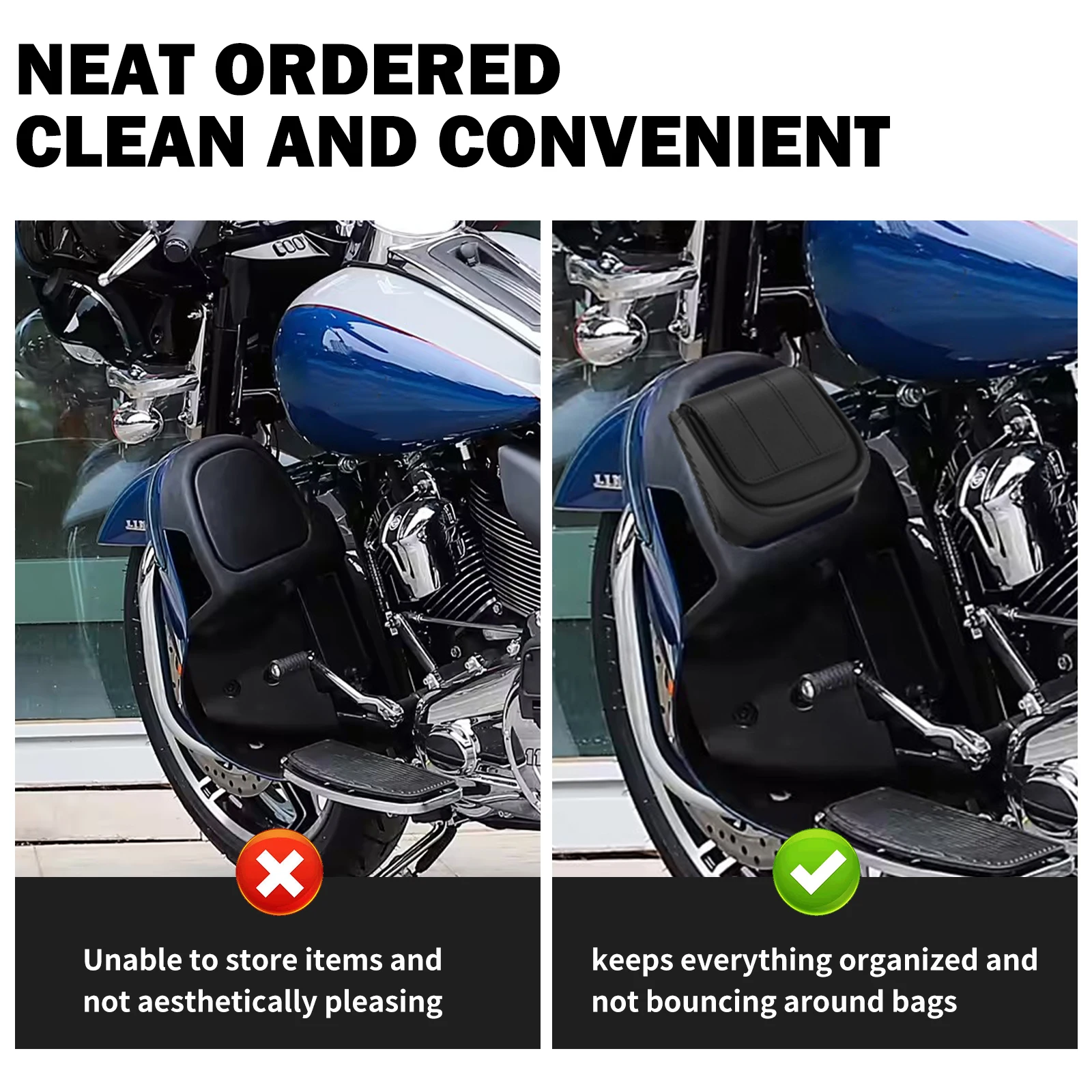Motorcycle Lower Pouches Fairing Panel Door Pocket Storage For Harley Touring Road King Electra Street Glide Glove Box Bag 14-Up