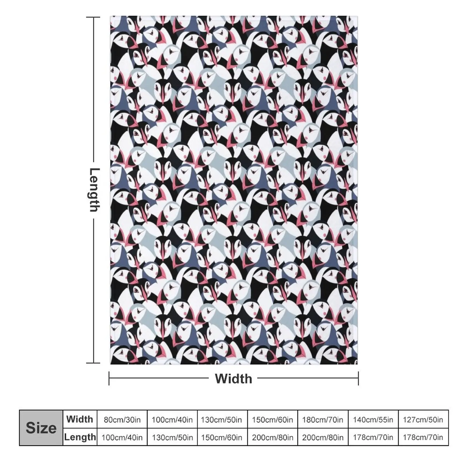 Puffin Party Throw Blanket Furry Hairy Blankets