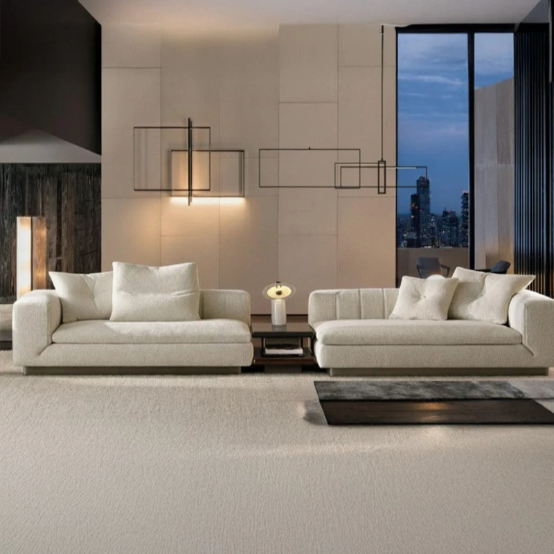 

Sofa Italian minimalist flat-floor villa horizontal hall living room straight row combination sofa