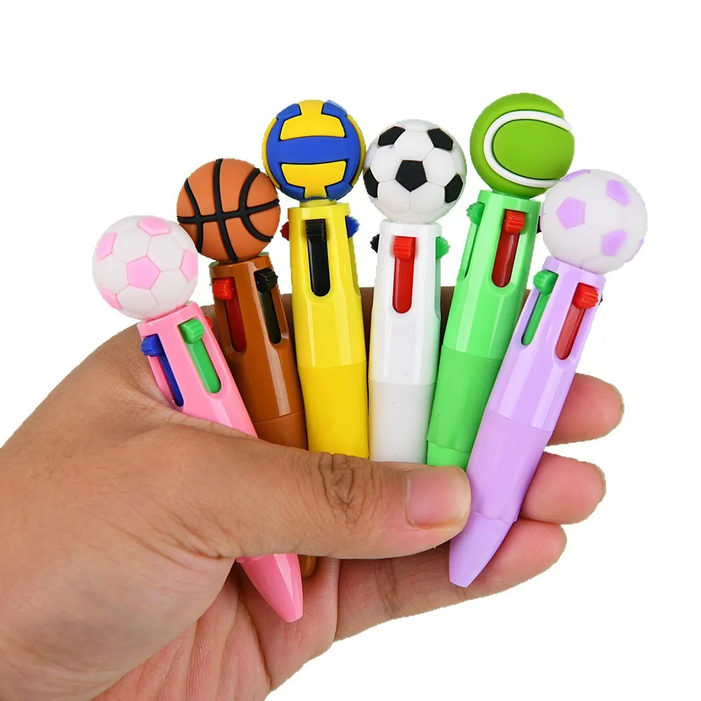 

Cute football basketball football shape four-color ballpoint pen cartoon press pen