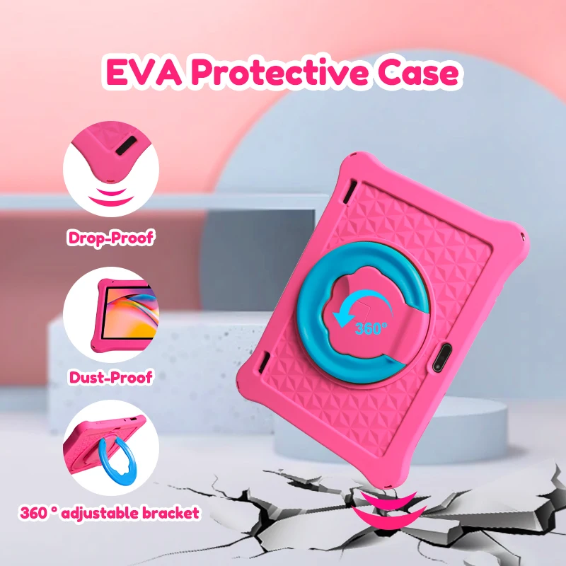 ATMPC 10,1 inch kindertablet, Android 14, 3GB RAM+32GB ROM, WiFi 6, IPS oogbeschermingsscherm, iWawa ouderlijke besturing tablet-pc