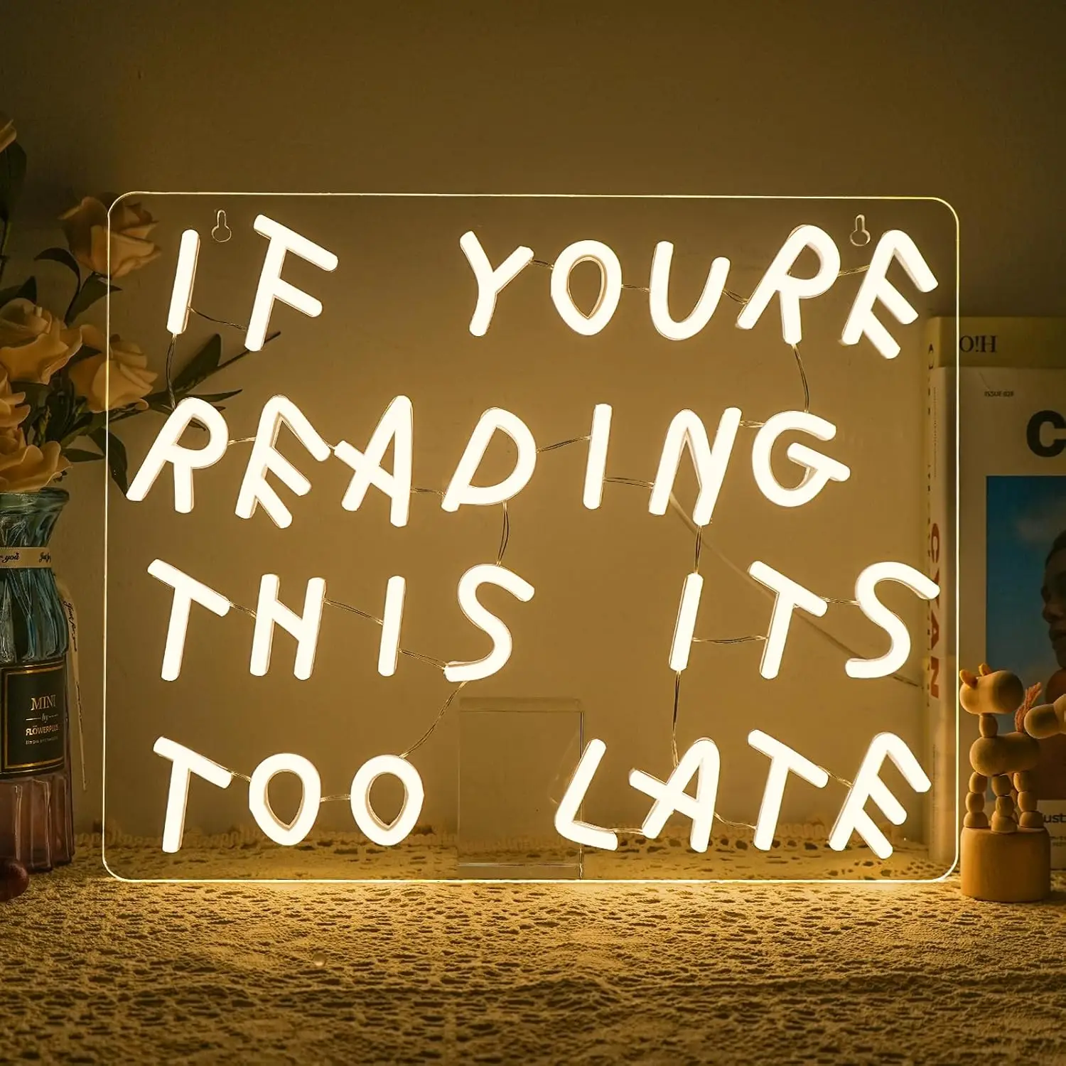 

If You’re Reading This It’s Too Late Neon Sign Warm White LED Wall Decor USB Letters Light Up Signs for Bedroom Living Room Ki