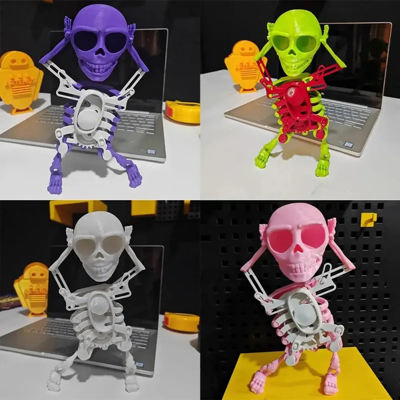 Luminous Sound Dancing Wind-up Skeleton Statue Shaking Skull Toy Halloween Home Party Bar Special Decorations Festival Fun Gift