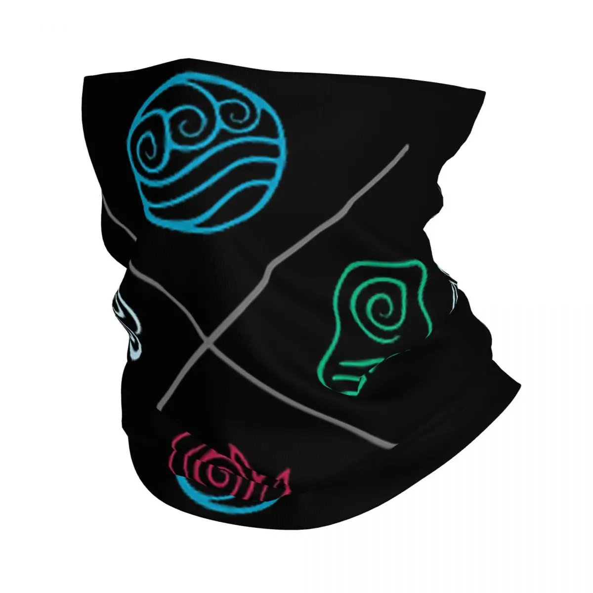 Avatar The Last Airbender Four Elements Bandana Neck Gaiter Printed Mask Scarf Multifunction Cycling Scarf Cycling Breathable